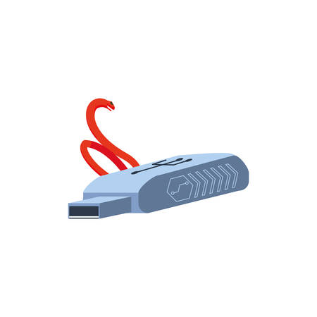usb memory with snake virus isolated icon vector illustration designのイラスト素材