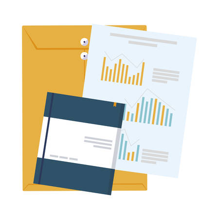 manila envelope with statistics documents vector illustration designのイラスト素材