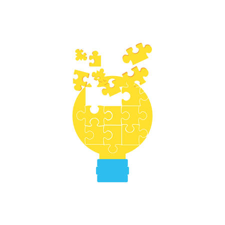 puzzles pieces in shape light bulb vector illustration designのイラスト素材