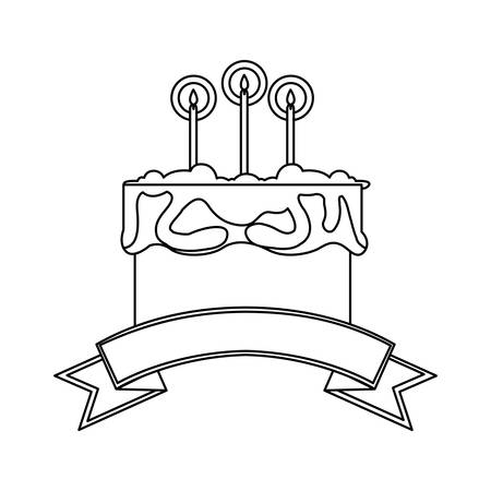 sweet cake birthday with ribbon frame vector illustration designのイラスト素材