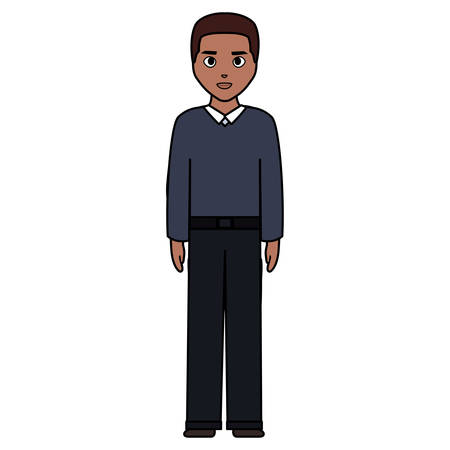 young and casual black man character vector illustration designのイラスト素材