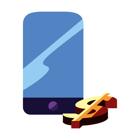 cellphone gold dollar sign vector illustration designのイラスト素材