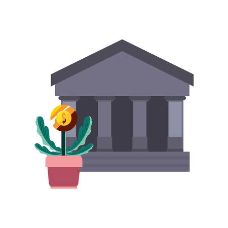 bank potted plant coin on white background vector illustrationのイラスト素材