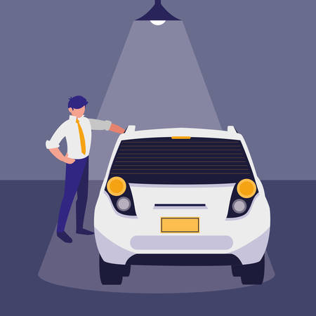 businessman with car in the workshop vector illustration designのイラスト素材