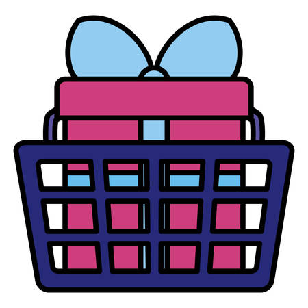 shopping basket with gift vector illustration designのイラスト素材