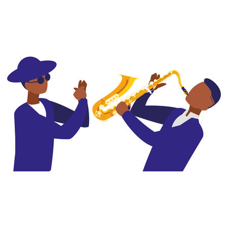 couple of musicians characters vector illustration designのイラスト素材