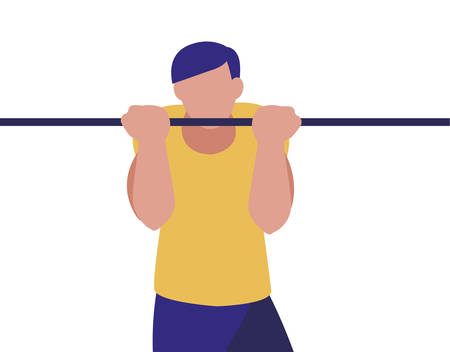 athletic man practicing exercises in bars vector illustration designのイラスト素材