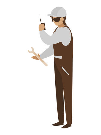 industrial worker with tools avatar character vector illustration designのイラスト素材