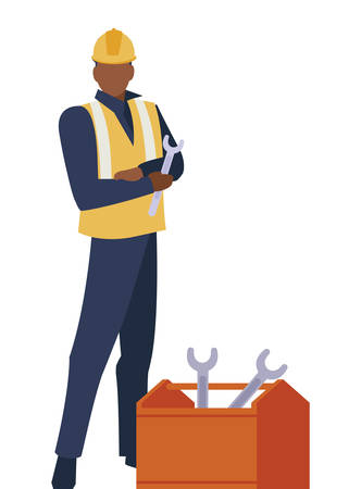 industrial worker black avatar character vector illustration designのイラスト素材