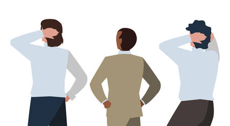 elegant businessmen with back possition characters vector illustration designのイラスト素材