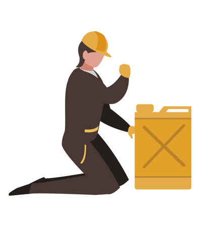 industrial worker with fuel tank vector illustration designのイラスト素材