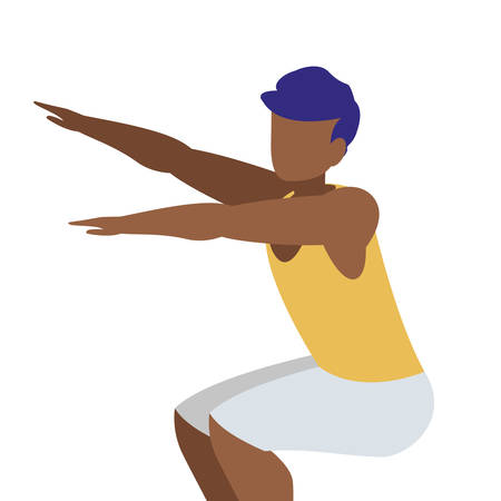 athletic black man practicing exercises vector illustration designのイラスト素材
