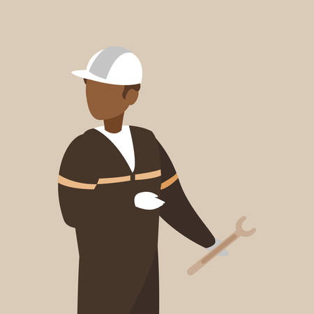 industrial worker black avatar character vector illustration designのイラスト素材