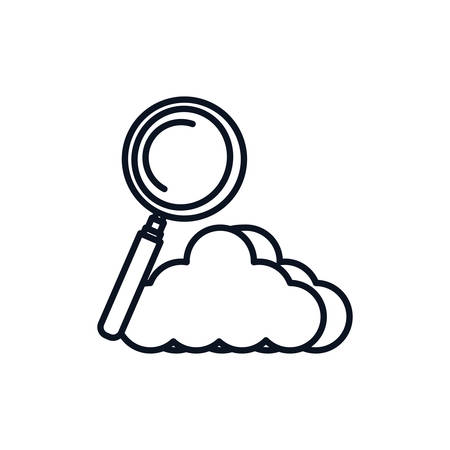 magnifying glass with cloud computing vector illustration designのイラスト素材
