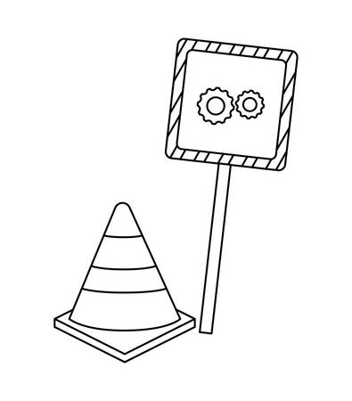 cone with signaling in stick vector illustration designのイラスト素材