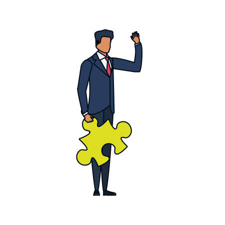 businessman with puzzle piece isolated icon vector illustration designのイラスト素材