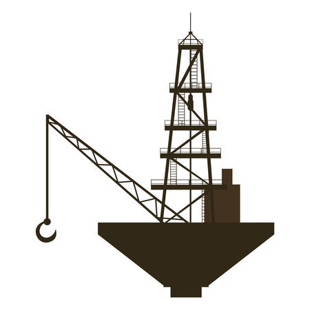 oil industry excavation tower with crane vector illustration designのイラスト素材