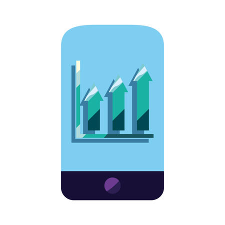 cellphone chart arrows report app vector illustrationのイラスト素材