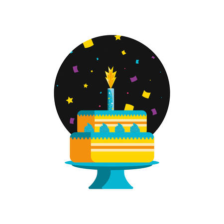 sweet cake of birthday with candle vector illustration designのイラスト素材