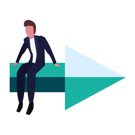businessman sitting on arrow on white background vector illustrationのイラスト素材