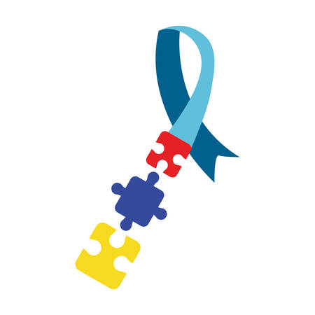 puzzles shaped ribbon autism awareness day vector illustrationのイラスト素材