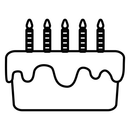 sweet birthday cake with candles vector illustration design