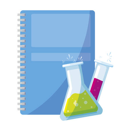 pile text books with tube test vector illustration designのイラスト素材