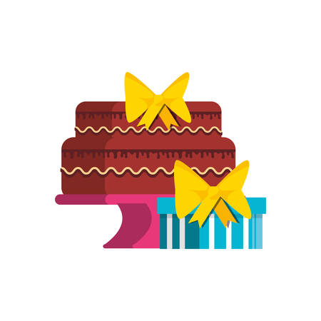 sweet cake of birthday with gift box vector illustration designのイラスト素材