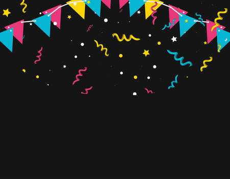 pattern of party confetti with garlands hanging vector illustration designのイラスト素材