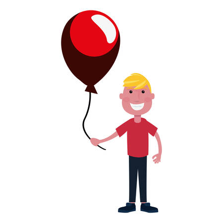 smiling boy with balloon decoration vector illustrationのイラスト素材