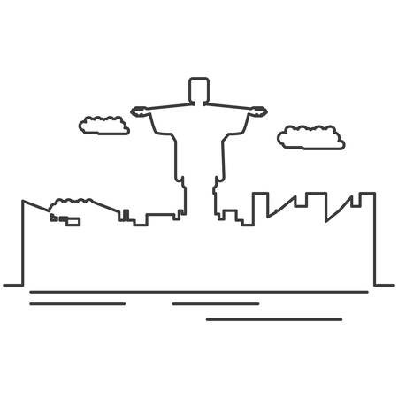 corcovado christ monument with cityscape vector illustration designのイラスト素材