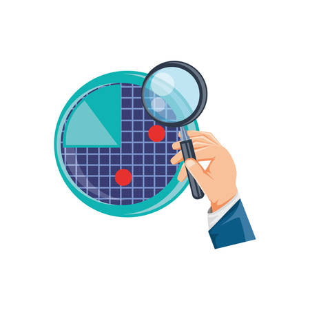 hand with magnifying glass and radar vector illustration designのイラスト素材