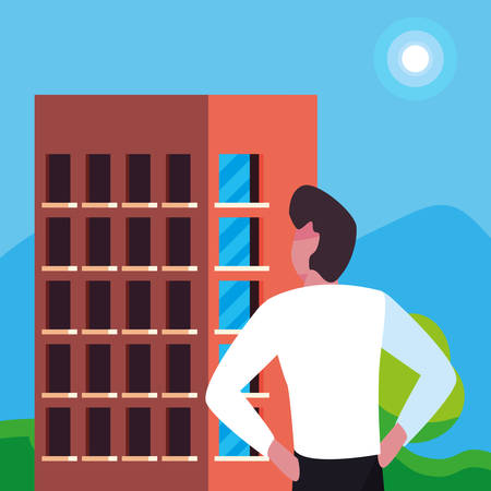 businessman urban building city background vector illustrationのイラスト素材