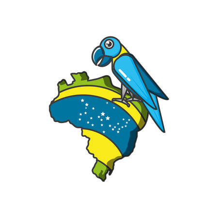 map of brazil with parrot animal vector illustration designのイラスト素材