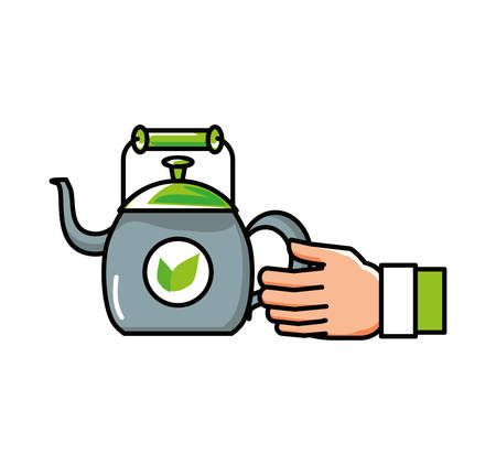 hand with teapot of tea herb vector illustration designのイラスト素材