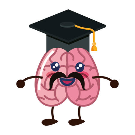 brain cartoon education graduation hat vector illustrationのイラスト素材