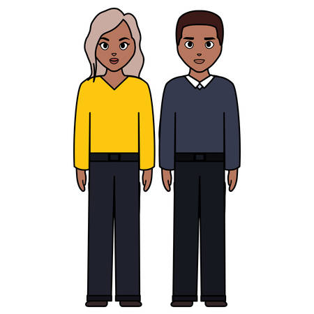 young black couple characters vector illustration designのイラスト素材