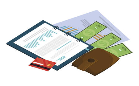 office notepad with set items vector illustration designのイラスト素材