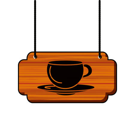 label wooden with coffee cup vector illustration designのイラスト素材