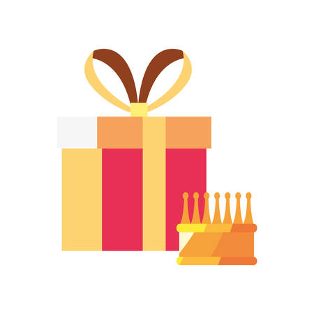 gift box crown surprise on white background vector illustrationのイラスト素材