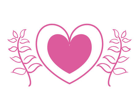 love romantic heart leaves design vector illustrationのイラスト素材