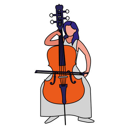violinist playing violoncello character vector illustration designのイラスト素材