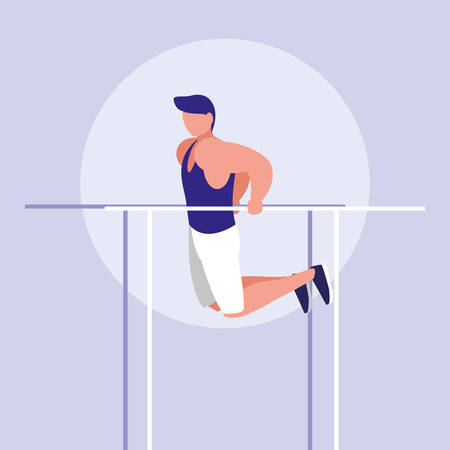 young man practicing gymnasia in bars vector illustration designのイラスト素材