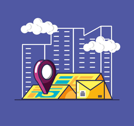 delivery service envelope and icons vector illustration designのイラスト素材