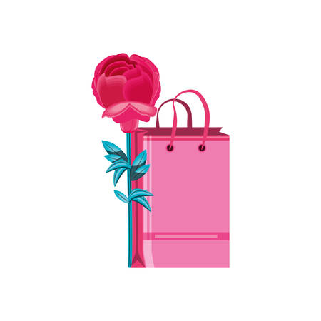 beautiful flower with bag shopping vector illustration designのイラスト素材