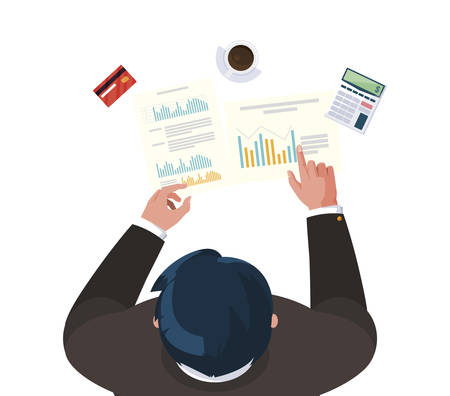 businessman working with supplies air view vector illustration designのイラスト素材