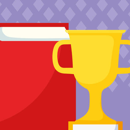 text book and trophy cup vector illustration designのイラスト素材