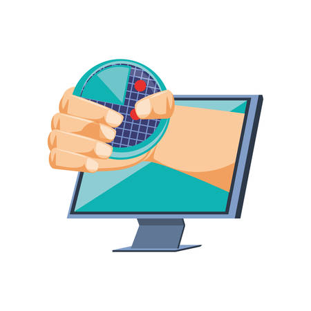 hand with radar in monitor computer vector illustration designのイラスト素材