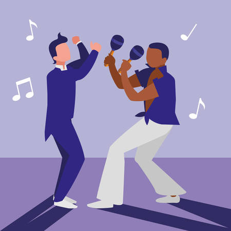couple of musicians characters vector illustration designのイラスト素材