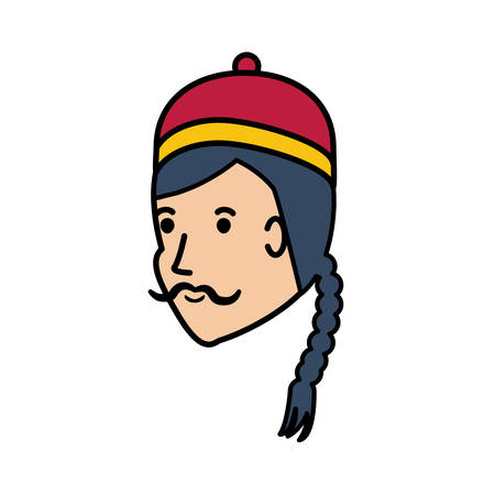 head of chinese man avatar character vector illustration designのイラスト素材